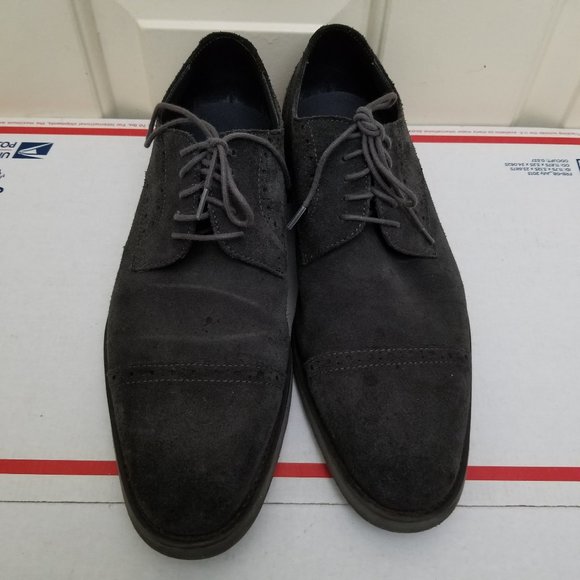 Wallin & Bros Charcoal Suede Leather Oxford Dress Shoes Black Cap Toe Size 10 main image 5